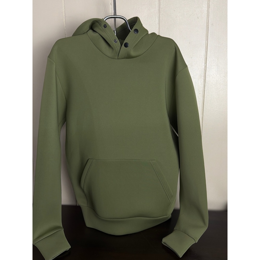 Nomad By Craft+Flow Mens S Scuba Hoodie Olive Green Snap Neck Tech Pullover
